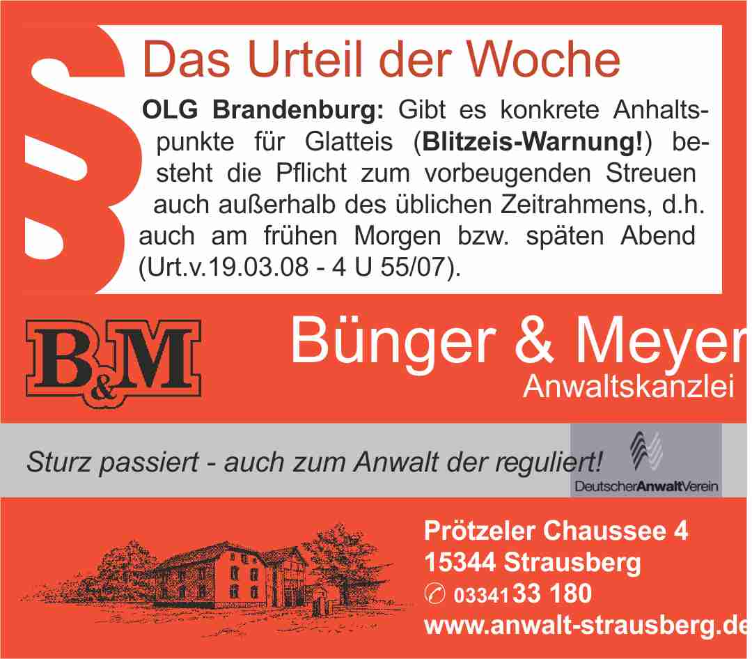 Februar 2014 - MäSo Urteil zum Thema Glatteis