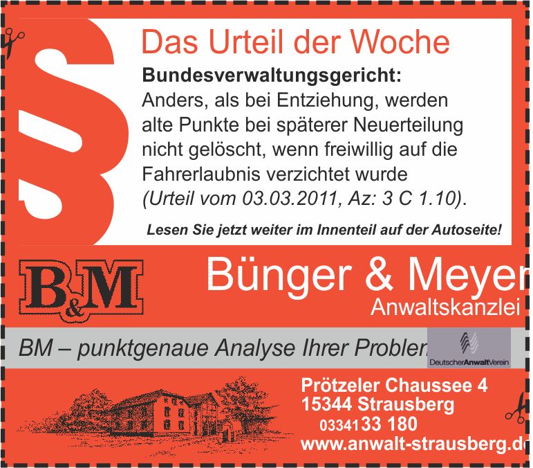 Urteil der Woche im Märkischen Sonntag am 15.06.2014