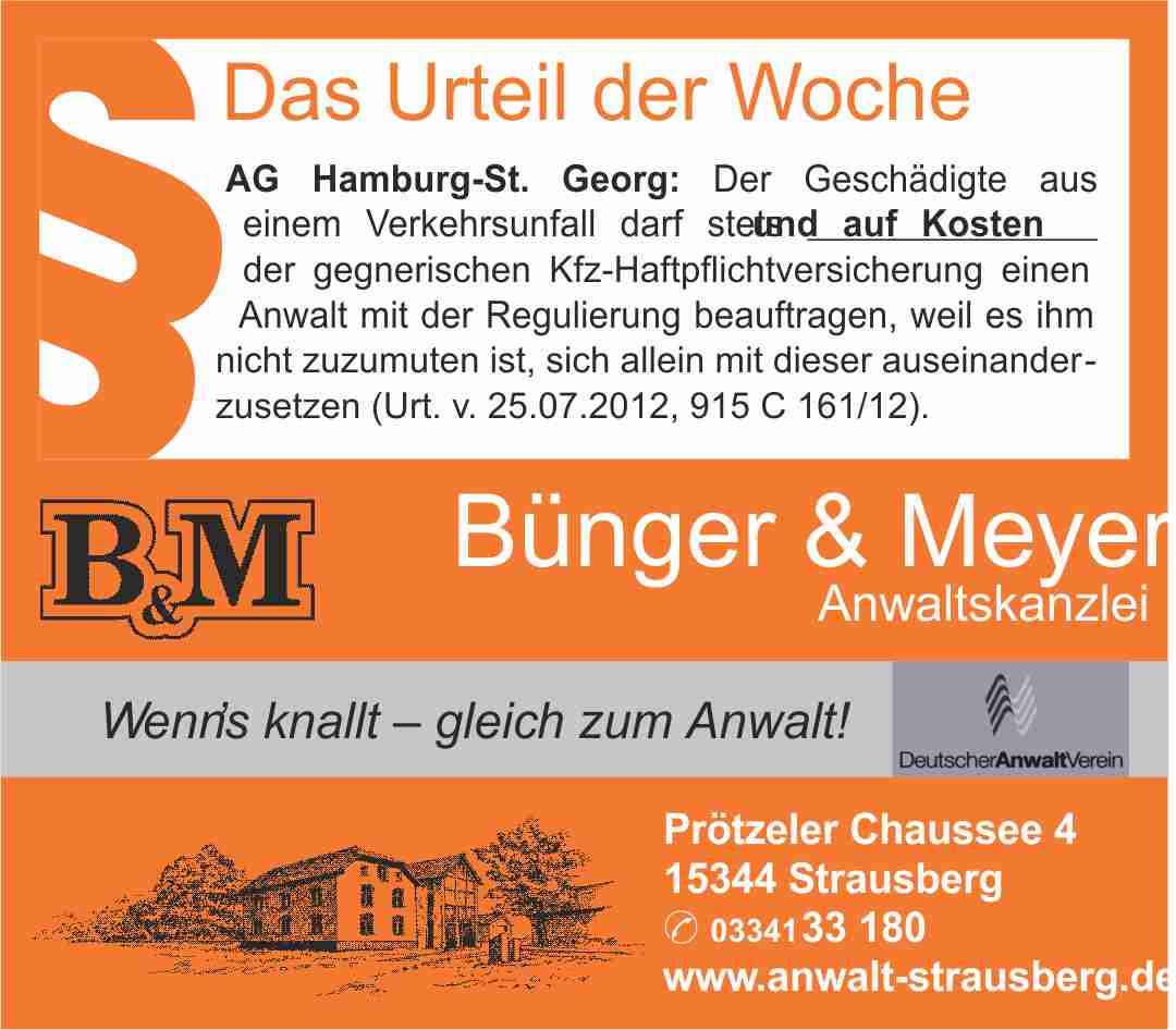Urteil der Woche im Märkischen Sonntag am 23.02.2014